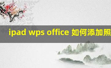 ipad wps office 如何添加照片